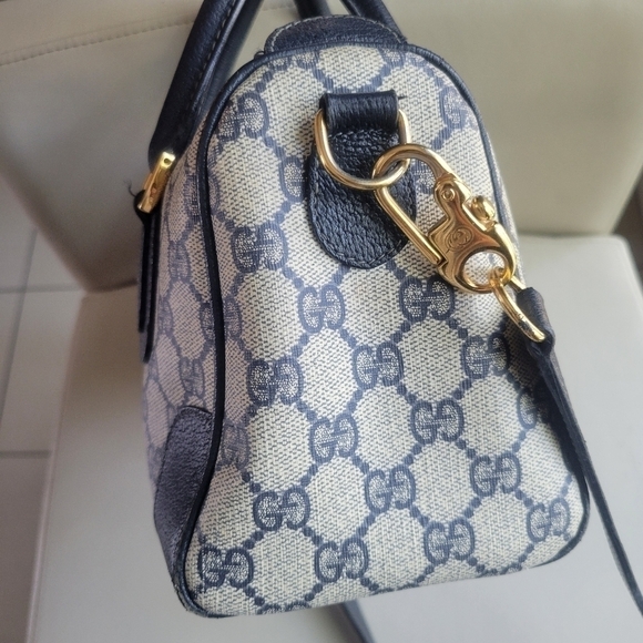 GUCCI VINTAGE BLUE MONGRAM OPHIDIA BOSTON BAG.,AUTHENTIC. - Picture 4 of 17